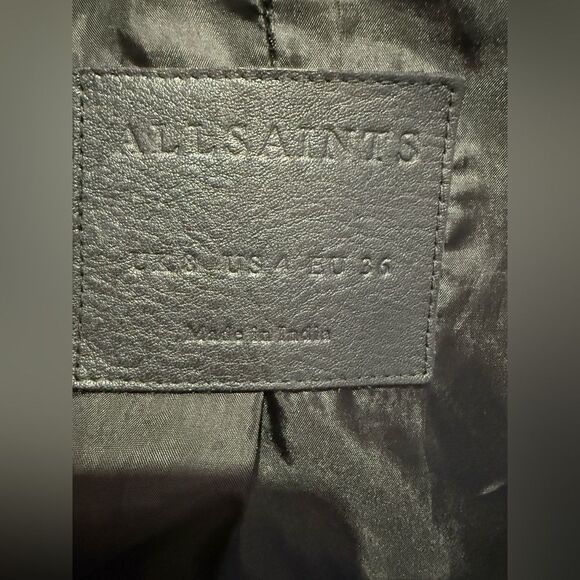 AllSaints Catch Biker Kushiro Jacket Quilted Black Leather - Picture 5 of 5